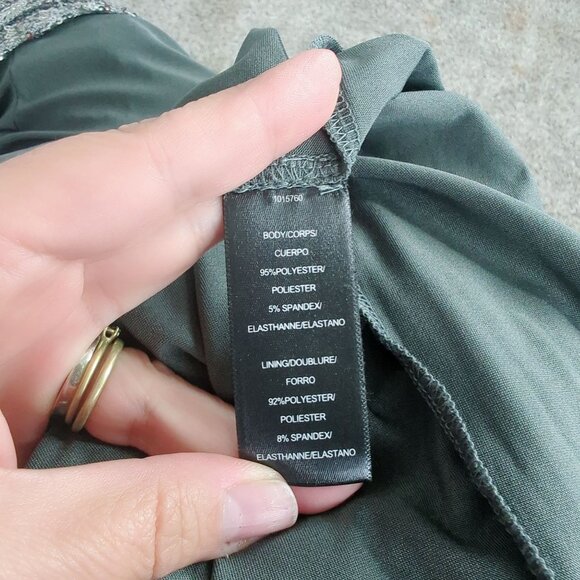 Halston Silver Sequin Dress 6 Small Wrap Midi - Picture 15 of 15